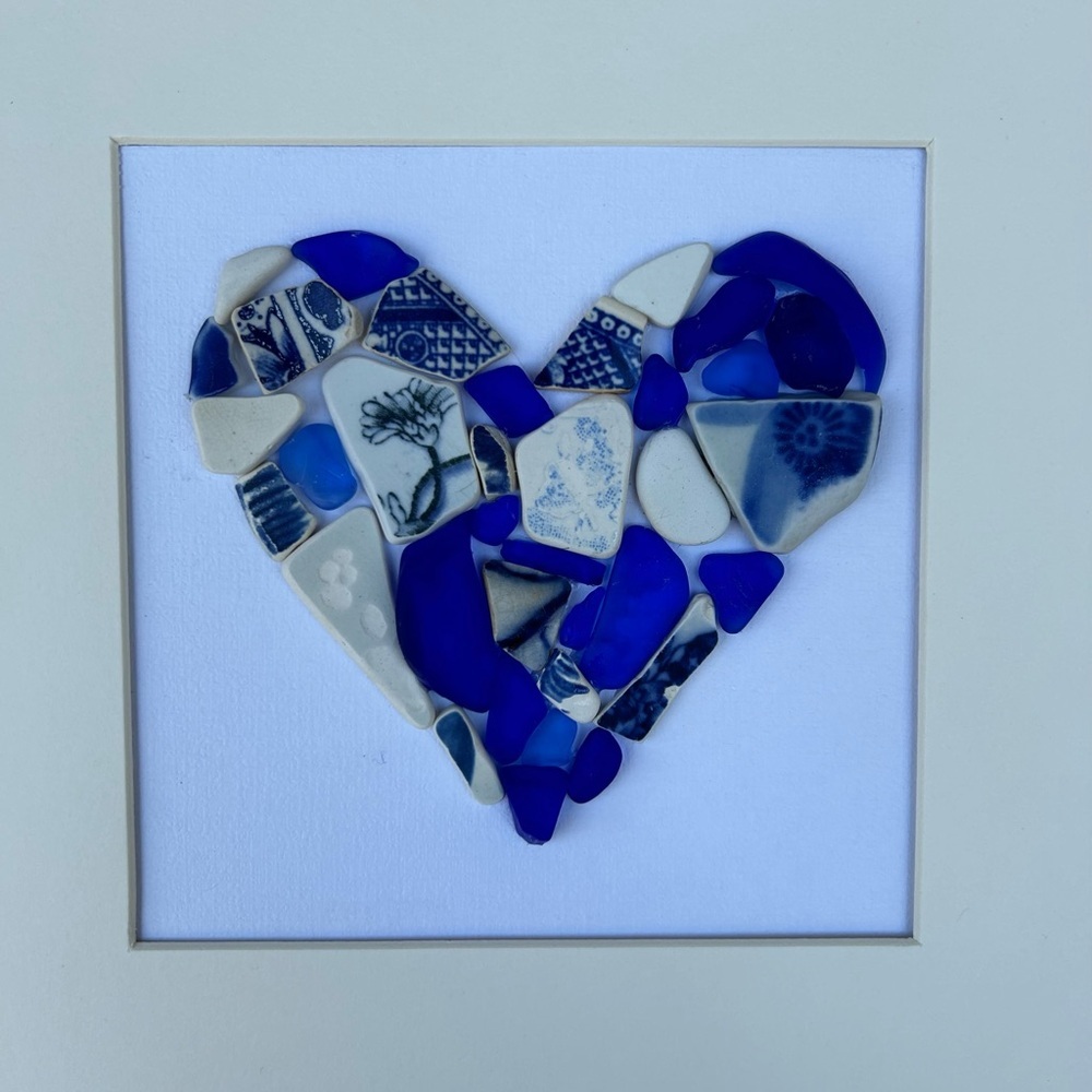 I’ve Got the Blues - Beach Glass Heart Wall Art - Picture 3 of 5